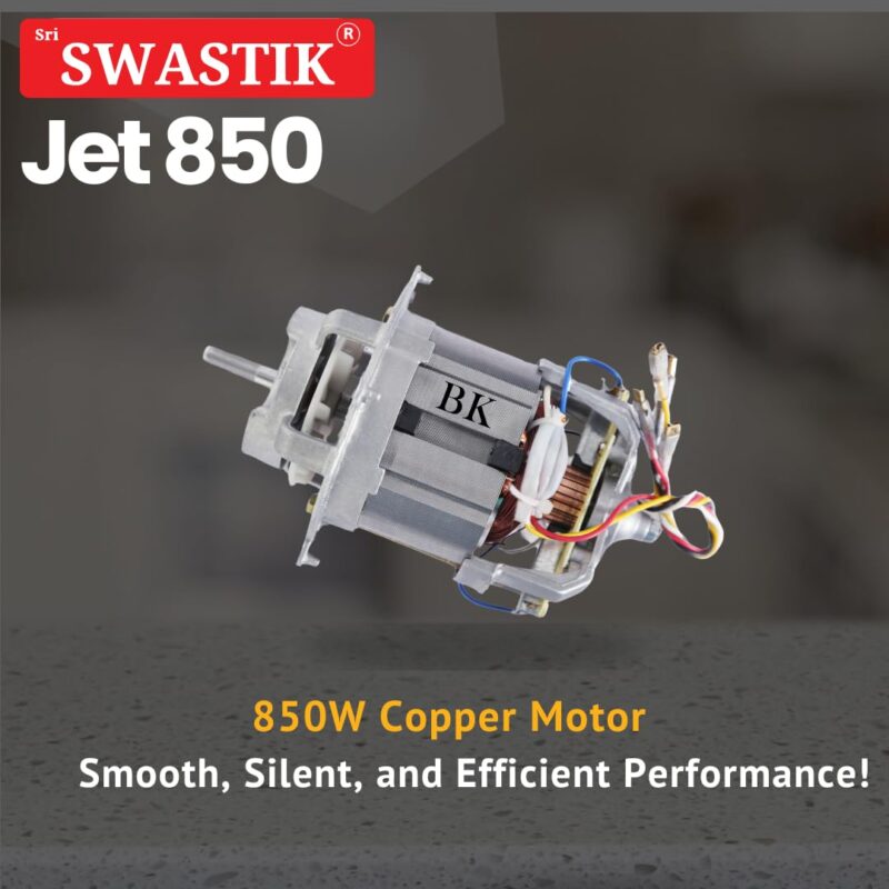 Sri Swastik Jet 850 Mixer Grinder | 850W Heavy-Duty Motor | 3 Stainless Steel Jars | Orange - Image 4