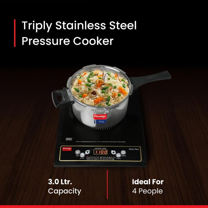 Prestige 3 Litres Svachh Triply Induction Base Outer Lid Pressure Cooker |Silver | Deep Lid Spillage Control | Even heat distribution|5 years warranty - Image 4