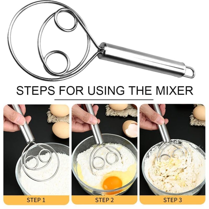 BEYOND BASIC Multifunctional Effortless Stainless Steel Dough Mixer with Hanging Hole Durable Time-Saving Mixing Stick Baking Tools Egg Beater for Home Kitchen Baking Accessories 1 Pcs - Image 7