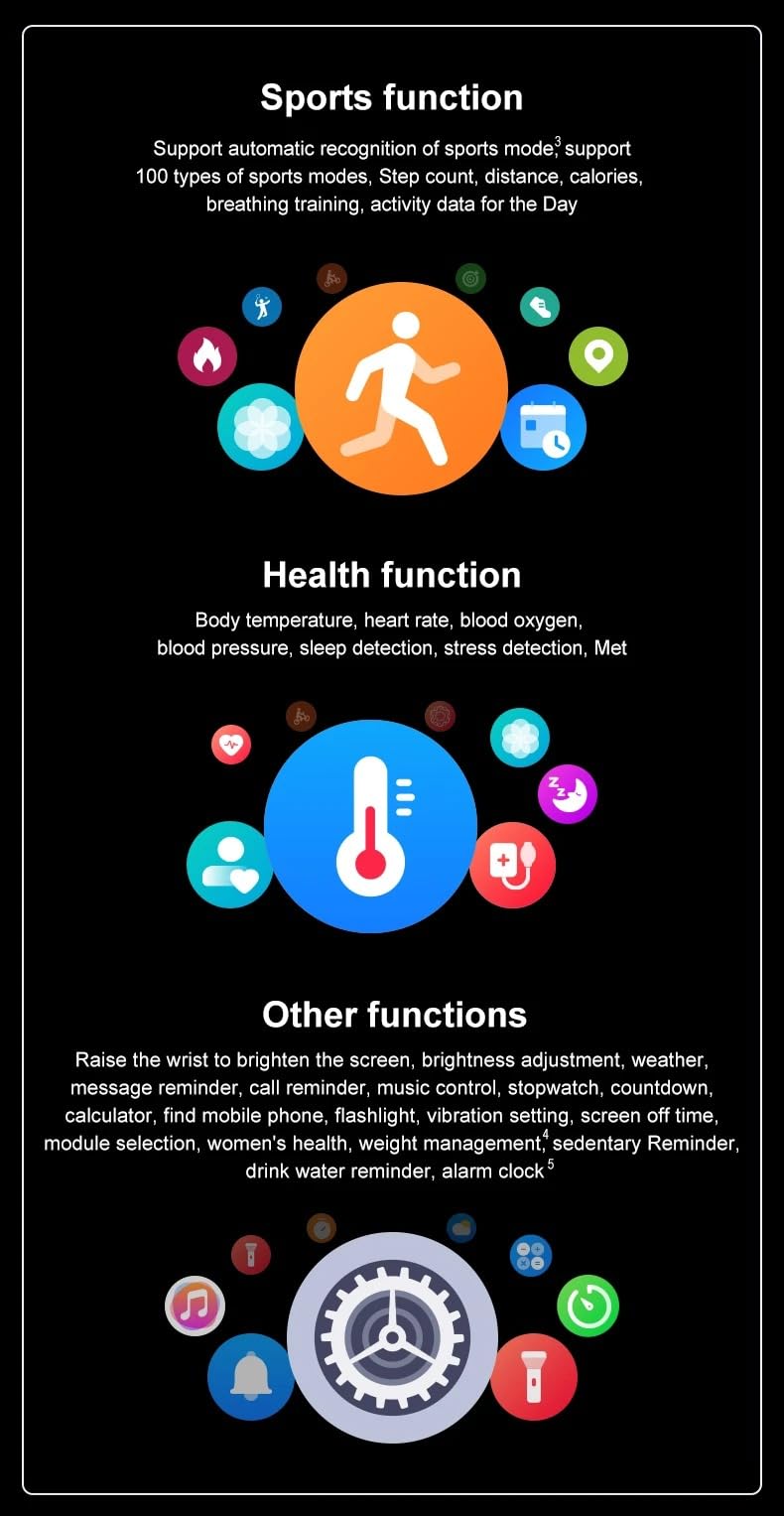 HEST HighSense GTR1 Smartwatch | IP68 Waterproof | 5-8 Days Battery Life | 100+ Sports Modes | Health Monitoring | Bluetooth 5.0 | 1.28" Display | Magnetic Charging | Customizable Watch Faces - Image 4