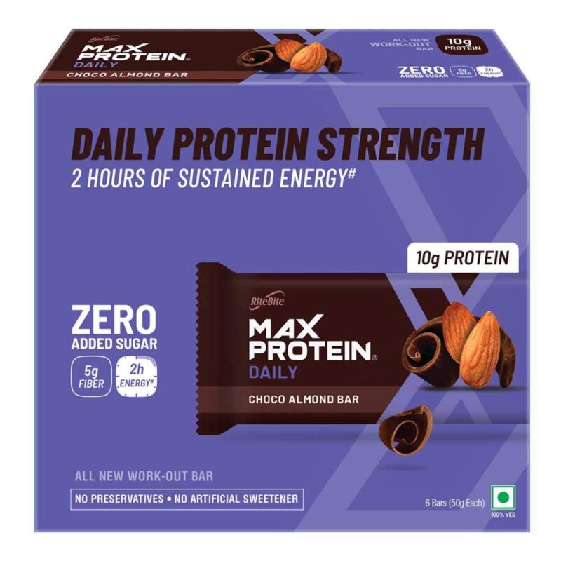 RiteBite Max Protein Daily Choco Almond 10g Protein Bars [Pack of 6] - 300g