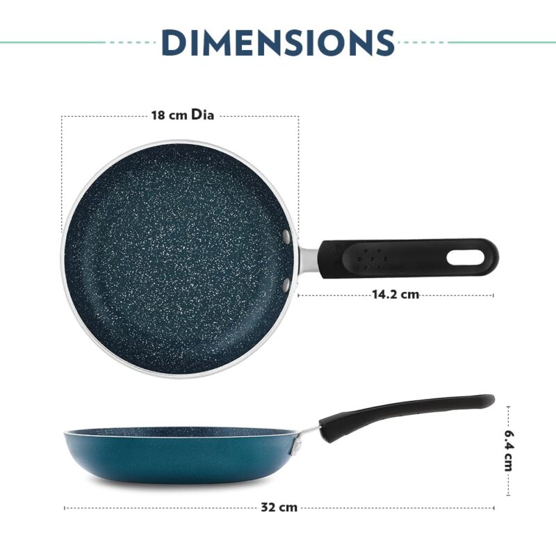 Borosil ProChef Non-Stick Mini Fry Pan 18 cm | Gas Stove Compatible, Thick Uniform Body for Even Heating | PFOA Free, Blue Exterior, Stir Frying Pan for Eggs, Cutlets, 1 Year Warranty - Image 8