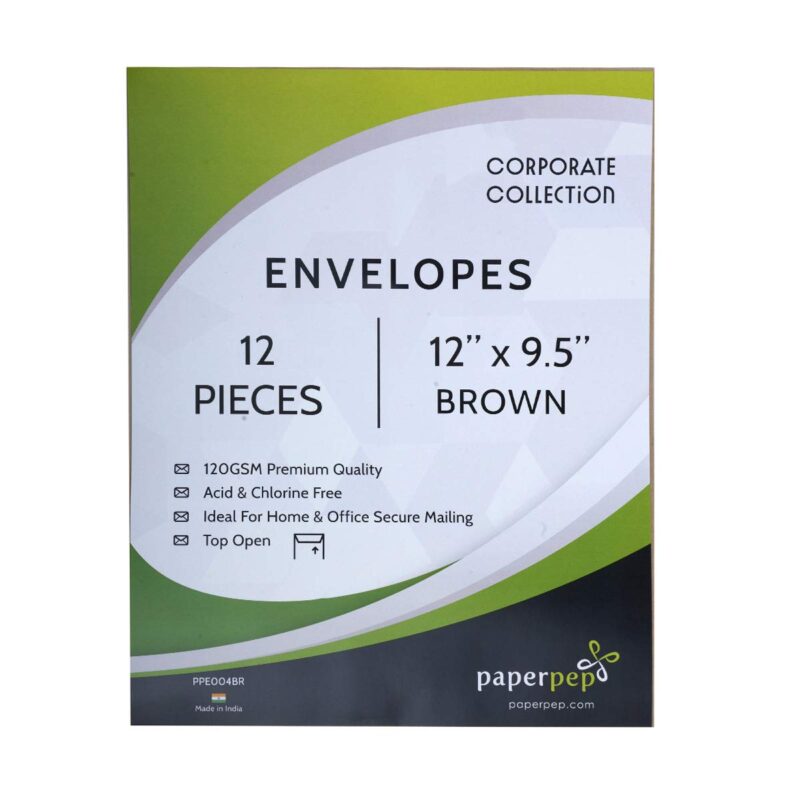 Paper Pep Business Envelope 120GSM Kraft 12"X10" Pack of 24 for Courier, A4 Size Documents Mailing, Professional & Personal Correspondance