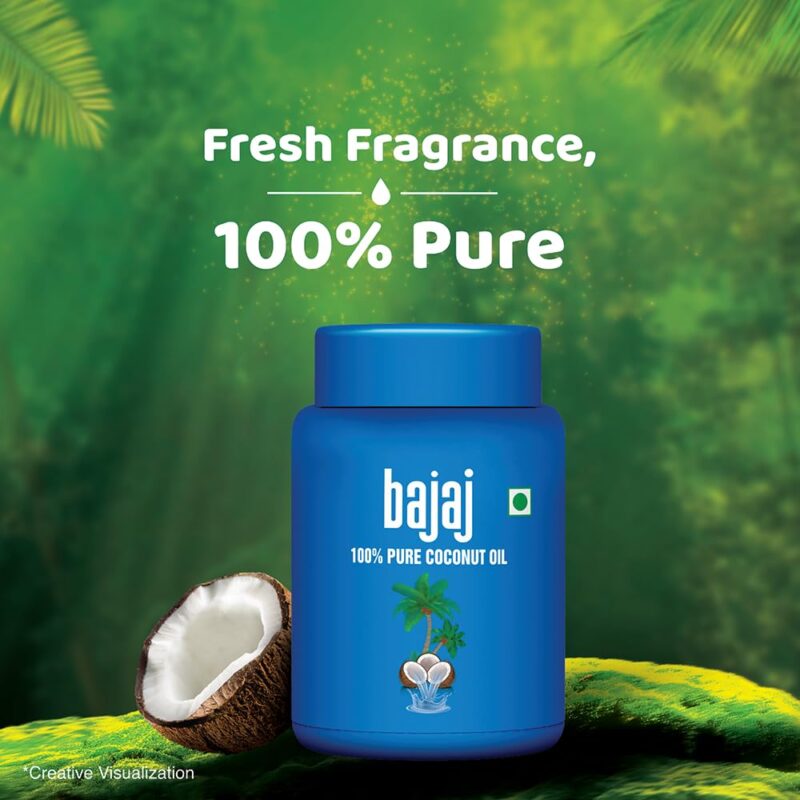 Bajaj 100% Pure Coconut Oil 600ml Wide Mouth Jar - Image 5