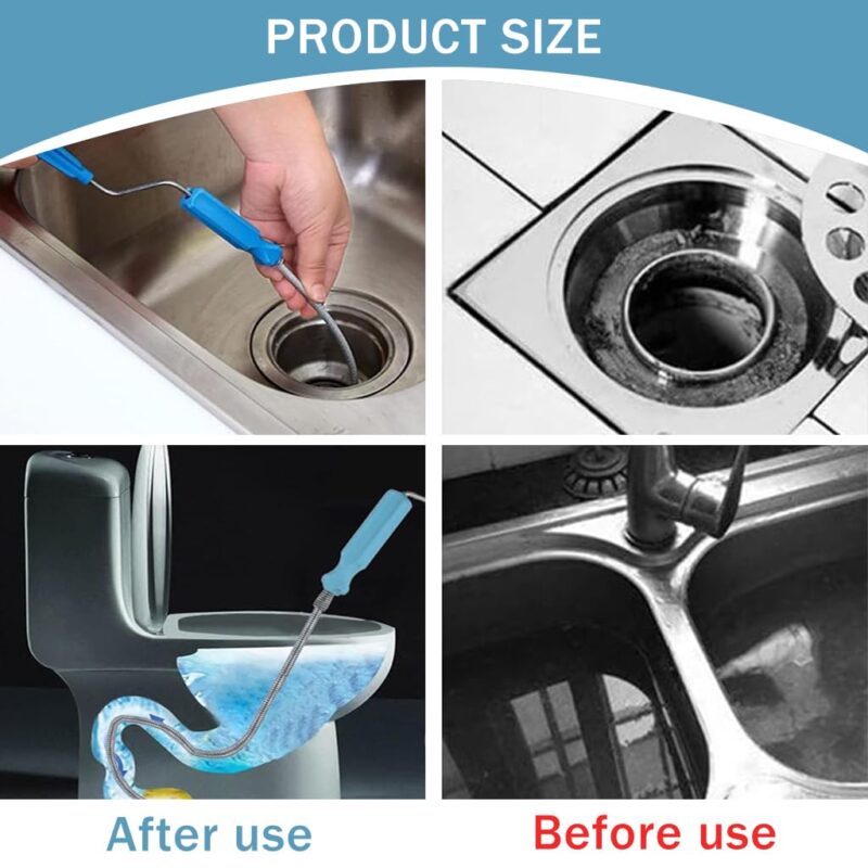 HASTHIP® 9.8ft Stainless Steel Drain Cleaner Tool, Spiral Spring Pipe Design, Sink & Tub Drain Dredge Tool, Sewer Cleaning Tool for Bathroom, Kitchen & Toilet - Image 2