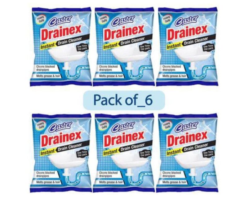 CASTER Drainex Drain Cleaner Powder Removes Blockages in Pipes, Sinks And Septic Tanks (50 Gram) - Pack Of 6 - Image 3
