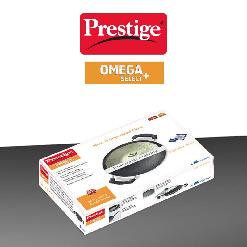 Prestige Omega Select Plus Non-Stick Deep Appachetty with Lid | Black | 20 cm | Residue Free | Scratch Resistant | Comfortable Grip | Spoon Friendly - Image 2