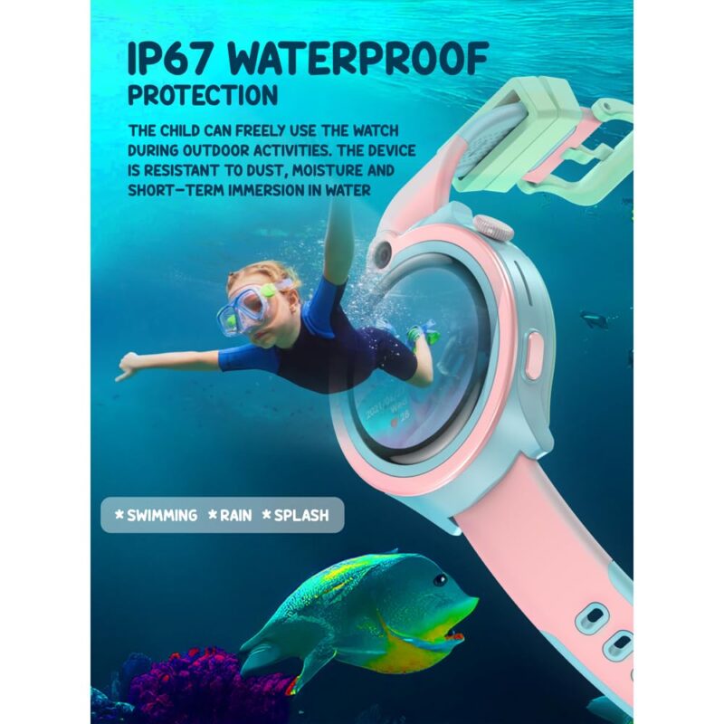 Spiky Cacus 4G Calling Multi-UI IPX7 Waterproof Kids Smartwatch | Rotatable Menu Dial,GPS Tracking, Video Call, Calling Watch, Games, Geo-Fencing, SOS | Best for Kids Girls & Boys 4-12 Years | Pink - Image 5