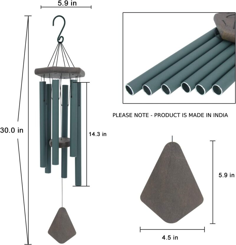 Paradigm Pictures 30.5 inch Big Wind Chimes for Home Balcony Positive Energy (Big Army Green Pipe Wood) - Image 7
