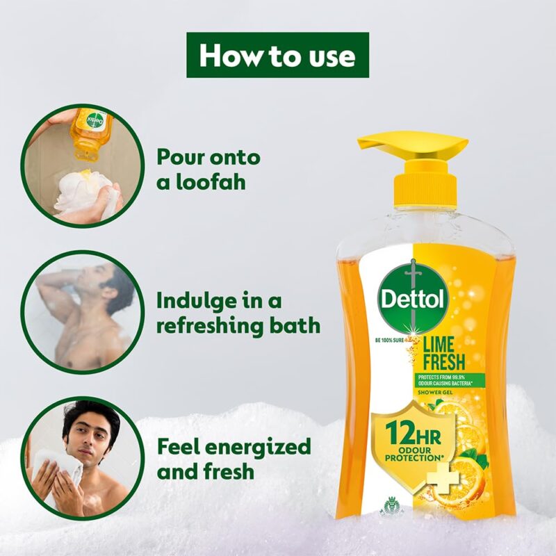 Dettol Body Wash and Shower Gel for Women and Men, Lime Fresh - 500ml | Soap-Free Bodywash | 12h Odour Protection - Image 5
