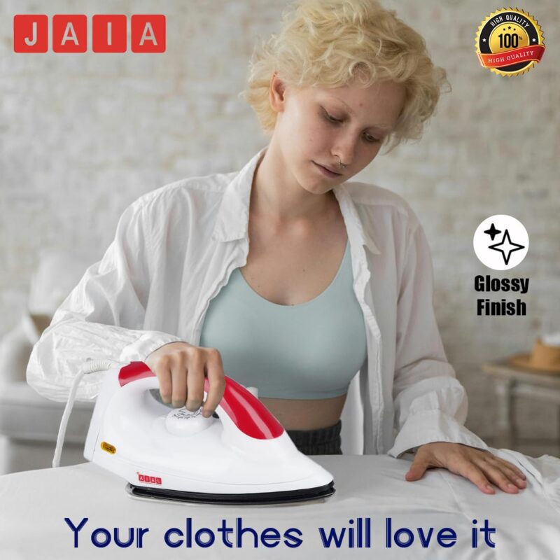 Jaia Stylie 550 Watt 3 Jar Mixer Grinder with 3 Speed Control and 1000 Watt Dry Non-Stick soleplate Iron Super Combo (Red & White,1 Year Warranty) - Image 4