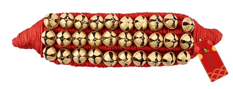 UAPAN Brass Big Ghungroo Bells (3 Line Pad, Red, Pair) - Image 3