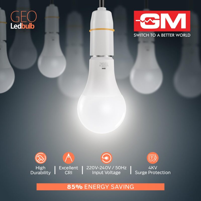 GM GEO 9 Watt LED BULB, 6500K White Cool Day Light Bulb Pack of 4 - Image 5