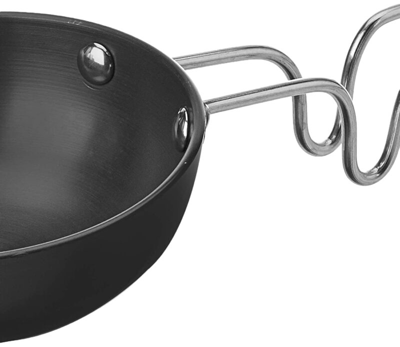 Cook Hard Anodized Tadka Pan, 12 cm, Dark Grey | Vaghar Pan | Chounk Pan | Baghar Pan | Flame Safe | Gas Stove Safe | Stainless Steel Wired Handle | Scratch Resistant - Image 3