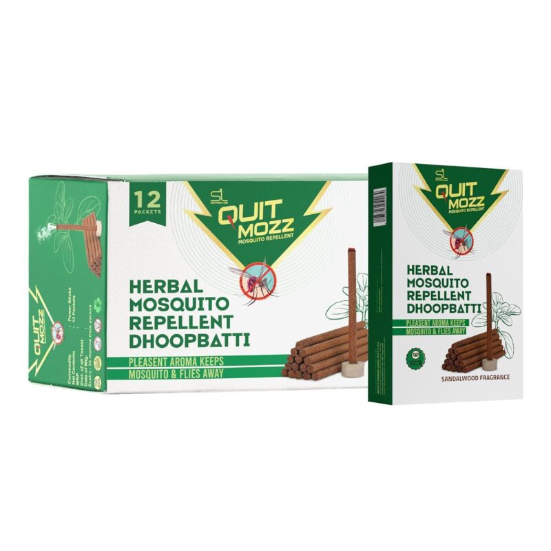 QUITMOZZ Herbal Mosquito Repellent Dhoopbatti, 1 Hour Burning time, Pack of 12 (10 Sticks Each)- Natural Machar Agarbatti, Dhoop Batti, Anti-Mosquito Killer, Chemical-Free Incense Sticks, Kids Safe - Image 2
