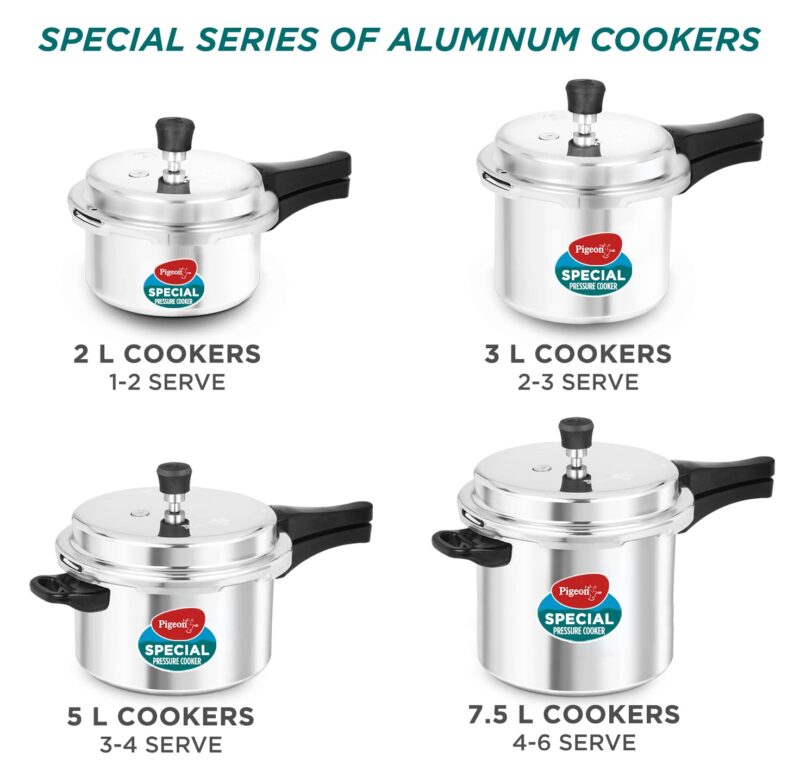 Pigeon By Stovekraft Special Aluminium Pressure Cooker Combo with Outer Lid Gas Stove Compatible 2, 3, 5 Litre Capacity for Healthy Cooking (Silver) - Image 3