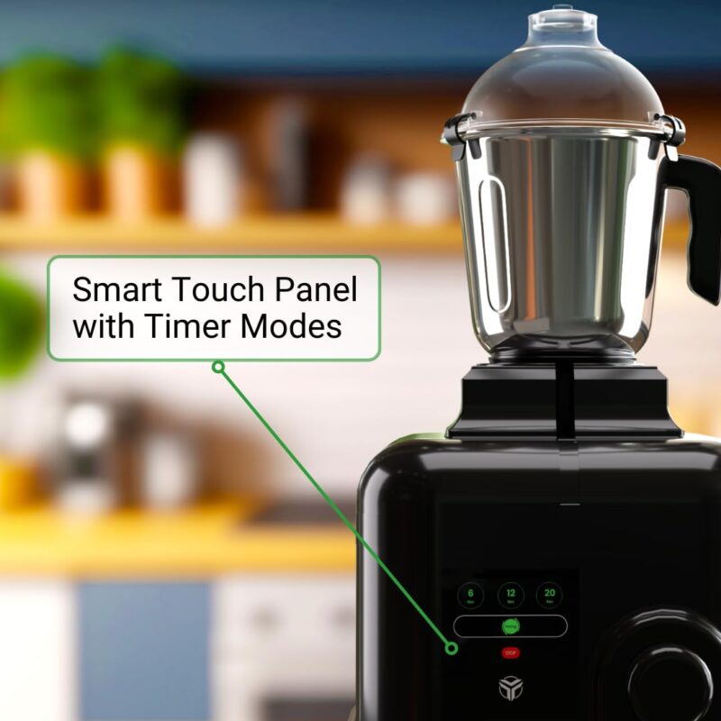 MecTURING 800W Mixer Grinder with 4-Year Warranty | 22000 RPM High-Speed Motor | 4 Handsfree Smart-Lock Jars | Touch Panel & Rotary Dial with Timer | Food-Grade Stainless Steel | All-India Service - Image 8