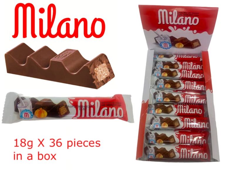 Milano Chocolate Bar with Hazelnut 36 pcs - 648g - Image 3