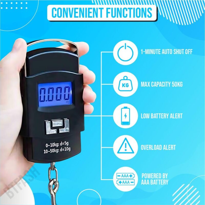 BTfash Electronic Portable Digital LED Screen Luggage Weighing Scale, 50 kg/110 Lb for Multi-Purpose Use. Pack of 1 (A08) - Image 2