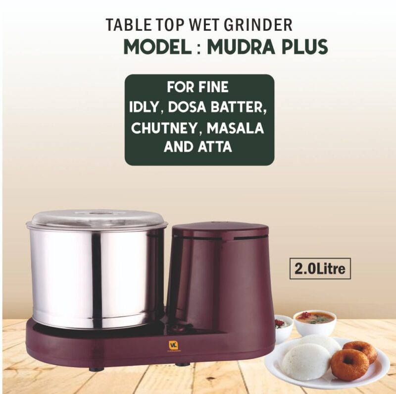 VIJAYALAKSHMI | MUDRA Plus 2 Litre | Heavy ABS Body Wet Grinder, 2L (Cherry) | with Coconut Scrapper & Atta Kneader Attachment. - Image 5