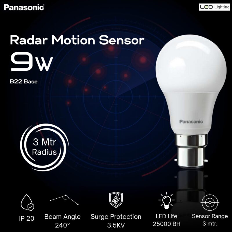 Panasonic 9 Watt Motion Sensor B22 Led Bulb for Home with 3 Mtr Radius Sensor Area, Auto Off After 15 Sec Comes with 25000 Bh Life and 1 Yr Warranty (Pk4) - Image 3