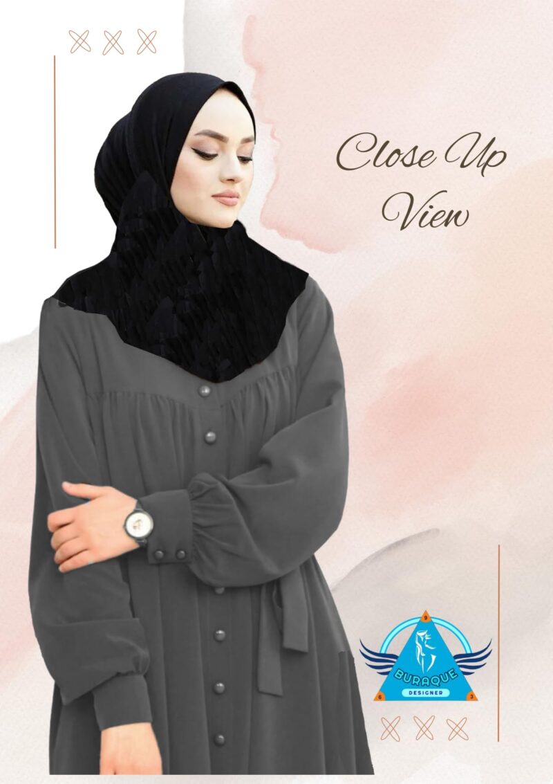 BURAQUE DESIGNER Abaya Burqa Dress's for Women Stitched Burkha | Casual Wear Abaya Burqa | (B03-Grey-Burkha) - Image 5