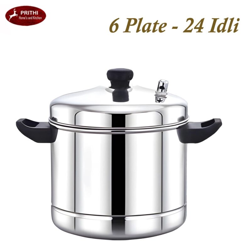 Prithi Home's and Kitchen 24 Cavity 6 Plate Idli Cooker, 24 Idli Maker Stainless Steel Idli Maker 24 Cavity Stainless Steel Idly Pot (6 Plate 24 Idli) - OCM Model - Image 5