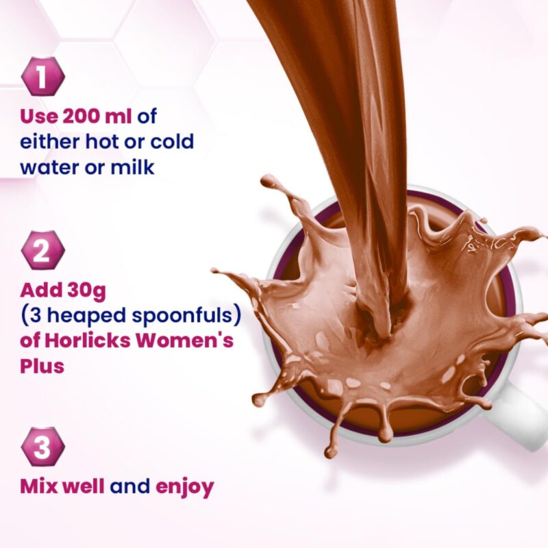 Horlicks Women's Plus Chocolate Nutrition Drink 400 g Refill Pack, Nutrition for strong Bones with 100% daily Calcium & Vitamin D - No Added Sugar - Image 2