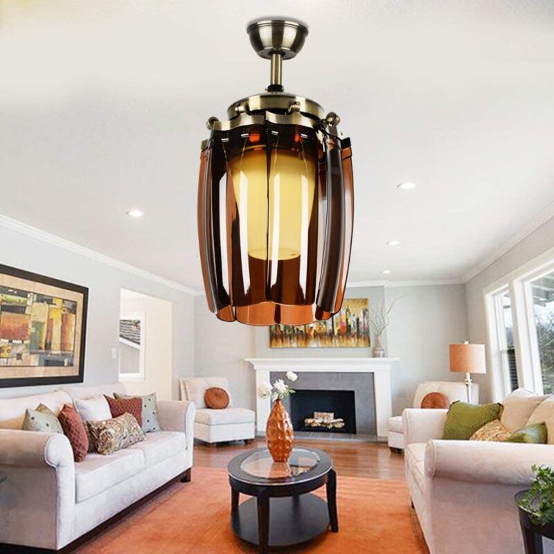 oltao Susan Chandelier Ceiling Premium Deluxe Fan - Golden Finish | with BLDC Motor, Reverse Air Flow for Summers & Winters, 8 Retractable Blades, LED Light & Remote Control - Image 3