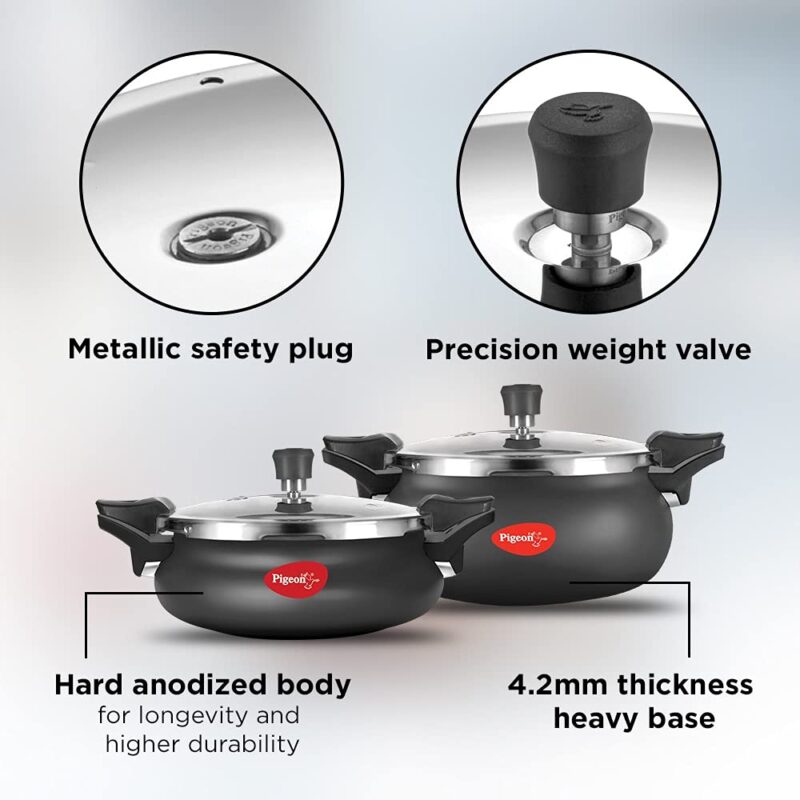 Pigeon by Stovekraft All in One Value Pack Hard Anodized Cooker Set, 5-Pieces, Black - Image 8