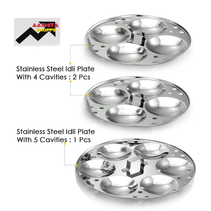 Aashita Shoppe Stainless Steel Idli Cooker/Idli Maker Makes 13 Idlis At Once Comes With 3 Plates.Gas Stove & Induction Compatible - Image 3