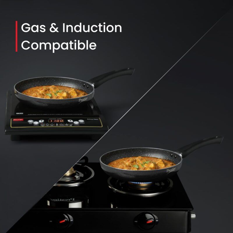 Prestige Non-Stick Omega Deluxe Granite Fry Pan | 24 Centimetre | Black | Induction Base | 5 Layer Non-Stick Cookware | Dishwasher Safe | 2-Layer Metallic Finish - Image 3