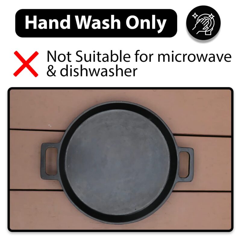 SWASTHA COOKWARE Cast Iron Material Neer Dosa Tawa Double Handle | Pre-Seasoned Super Smooth Cast Iron Neer Dosa Tawa | Black Color - Image 3