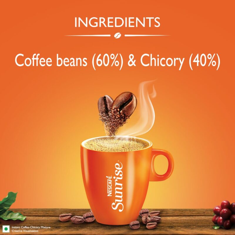 NESCAFE Sunrise Instant Coffee Powder | Strong Taste for the perfect start to your day | Coffee Chicory-Mix | 190g/200g Stabilo ( Weight may vary upwards ) - Image 2
