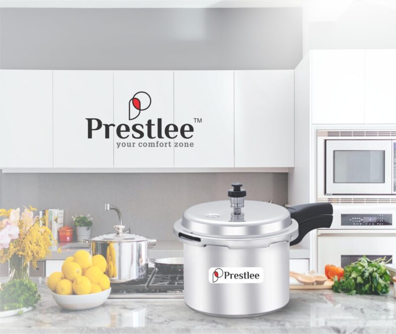 Prestlee Aluminium 3 Litres Pressure Cooker | Outer Lid | Faster & Healthy Cooking | Gas Stove Compatible | ISI Certified | 5 Years Manufacturer's Warranty | Silver - Image 2