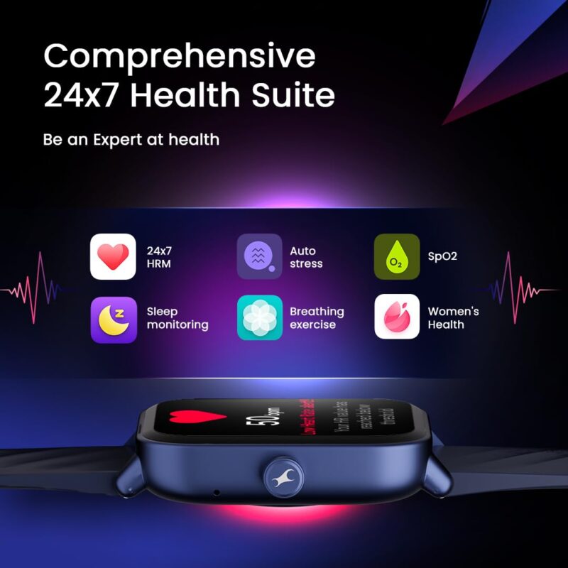 Fastrack Limitless Glide Smart Watch, Advanced UltraVU HD Display, SingleSync BT Calling, Advance Chipset, 85+ Sports Modes & Smartwatch Faces, AI Voice Assistant, 24 * 7 Health Suite, IP67 (Blue) - Image 3