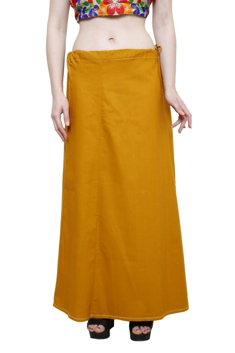 Pistaa's Women's Cotton Saree Petticoat (Peach, Yellow, Mehendi Green, Pastle Pink and Mustard, Free Size) - Pack of 5 - Image 3