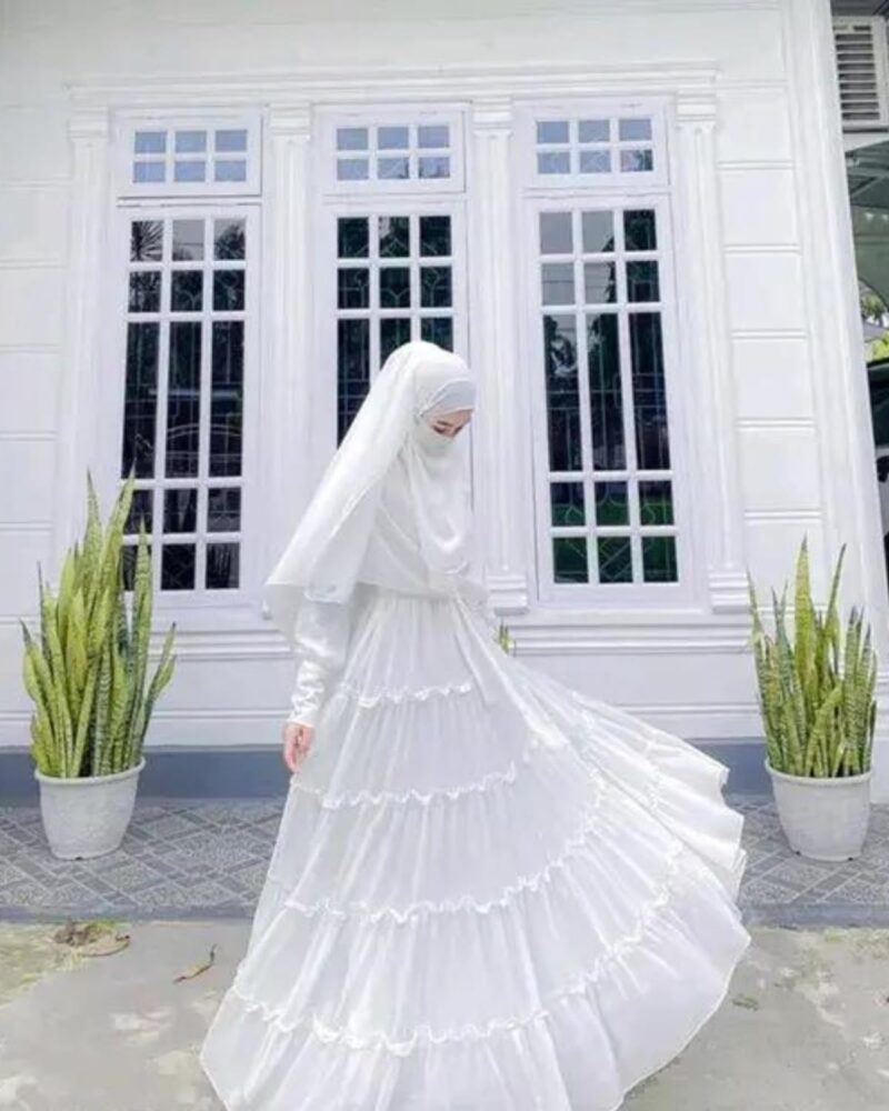 BURAQUE DESIGNER Nida fabric Free Size Muslim Burqa/Abaya & Burkha Dress for Muslim women and Girl's (M02-White-Burkha) - Image 3