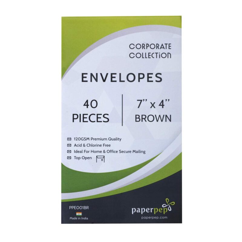 Paper Pep Business Envelope 120GSM Kraft 7"X4" Pack of 80 for Courier, Document Mailing, Professional & Personal Correspondance