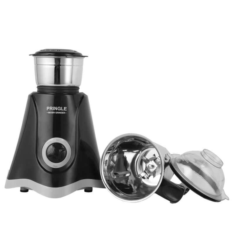 Pringle 2 Jar Mixer Grinder| 500W Powerful Motor | [ISI] Certified | 304 Grade SS Blade| 2 SS Jars Liquidizing Jar (1 Litres) Chutney Jar (0.4 Litres)3 Speed Options with Whip (1 Year Warranty) - Image 3