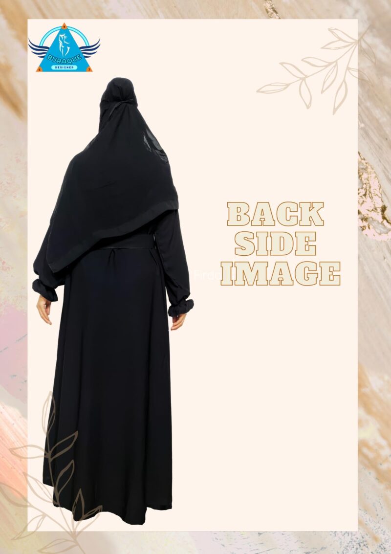 BURAQUE DESIGNER Abaya for Girls and Women Stylish Design Stitched Burqa Dress (B01-Black-Burkha) - Image 5