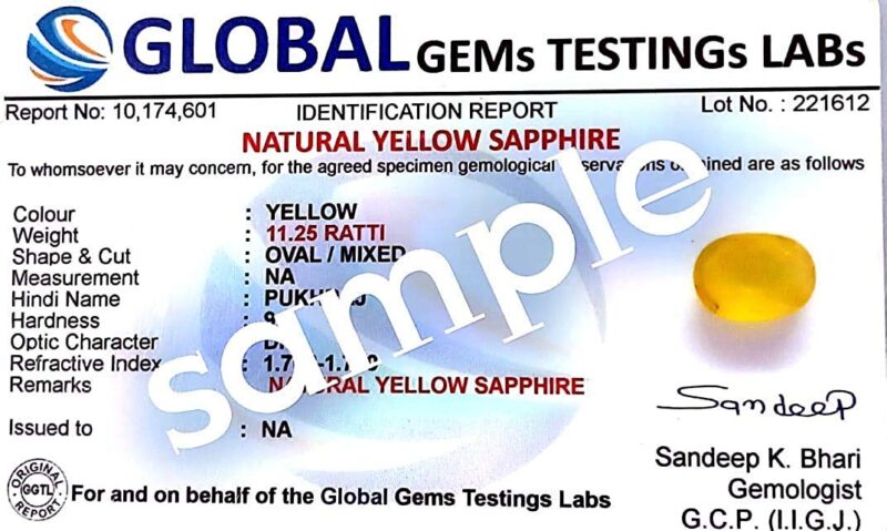 Kirti Sales Certified Unheated Untreatet 6.25 Ratti 5.5 Carat AAA Quality Natural Yellow Sapphire Pukhraj Loose Gemstone For Women's and Men's - Image 2