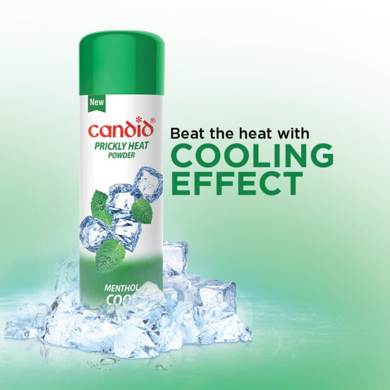 Candid Prickly Heat Powder | Relief from Rashes & Prickly Heat | Neem & Menthol Cooling | Soothing Relief from Itching & Burning | Sweat Absorption | Controls Bacterial Growth | 120g - Image 2