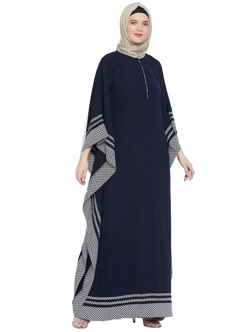 Navy Blue Polyester Kimono Sleeve Women Abaya Burqa - Image 3
