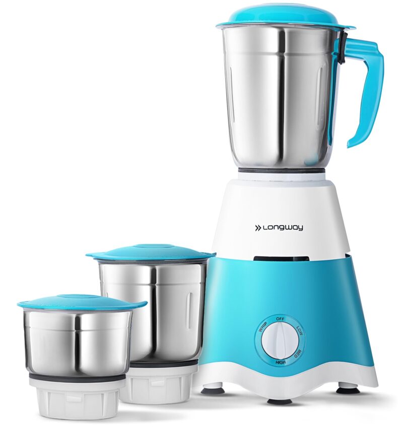 Longway Super-dlx 700 W Mixer Grinder (3 Jars, White & Green) Long Lasting Shock Proof ABS body | Heavy Duty Motor | Nano-grinding technology | 304 Grade Stainless Steel Blade | Noise levels 80-90 DB