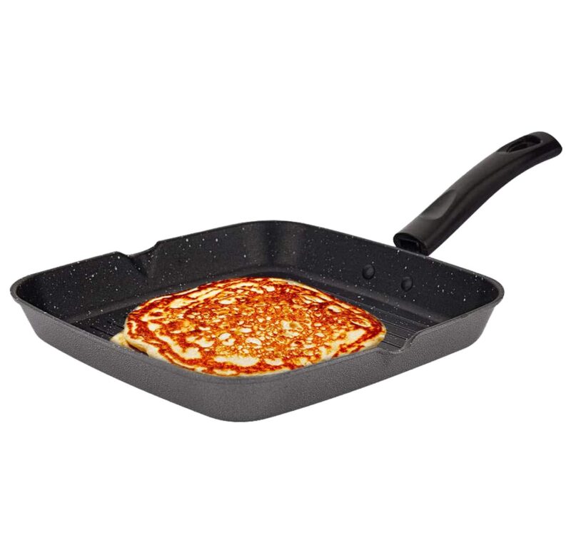 PANCA Non Stick Aluminium Grill Pan Multi Snack Pan Sandwich Maker Uttapam Pan Chilla Pan Toast Pan Grilled Sandwich Snackers Large Pan Kadai Multipurpose- Grey - Image 5