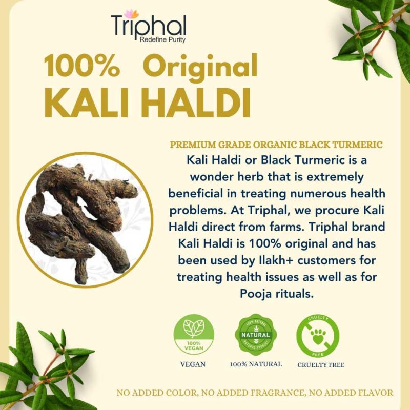 TRIPHAL BRAND Kali Haldi or Black Turmeric or Narkachur or Narkachoor | Raw and Natural (100 grams) - Image 5