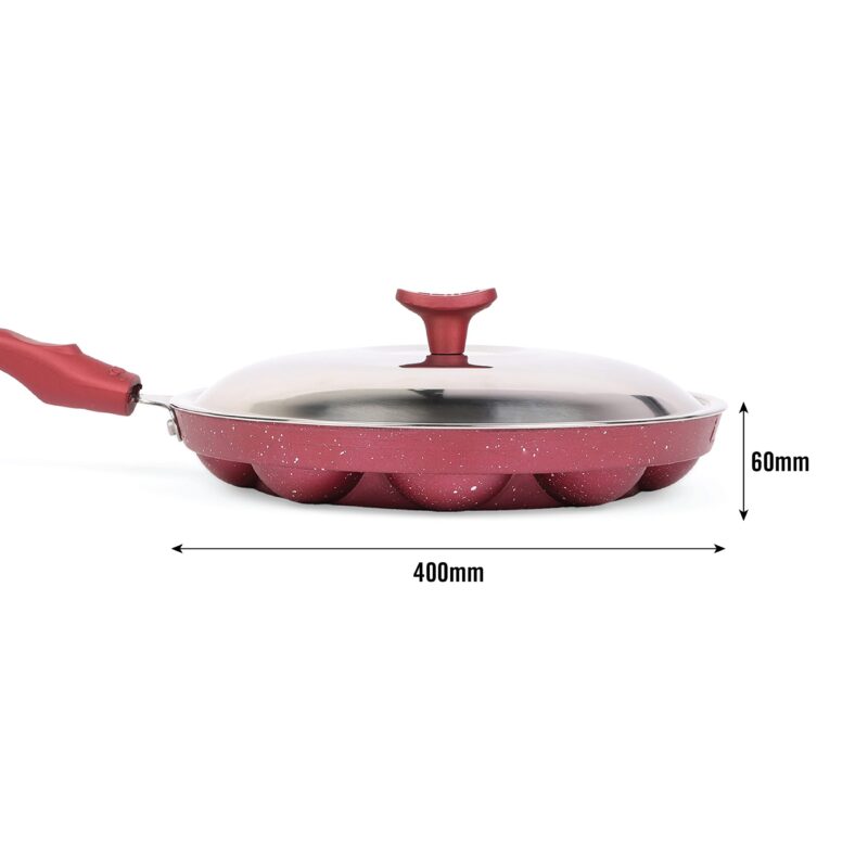 CELLO Crown Single Handle Appam 12 Cavity -Maroon (Aluminium) - Image 2