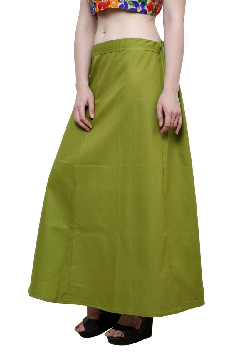 Pistaa's Women's Cotton Saree Petticoat (Peach, Yellow, Mehendi Green, Pastle Pink and Mustard, Free Size) - Pack of 5 - Image 5