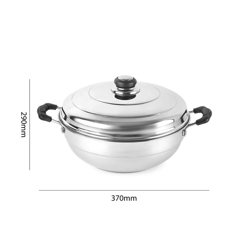 WayMore® Triply Multi Kadai Steamer with Induction & GasTop Compatible 5 Plate 2 Idli | 2 Dhokla | 1 Patra | Momo's | 28.5 cm Dia) - Image 3